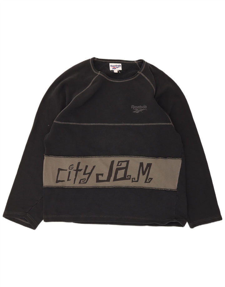 Reebok Herren Grafik-Sweatshirt-Pullover, groß, schwarze Farbblock-Baumwolle