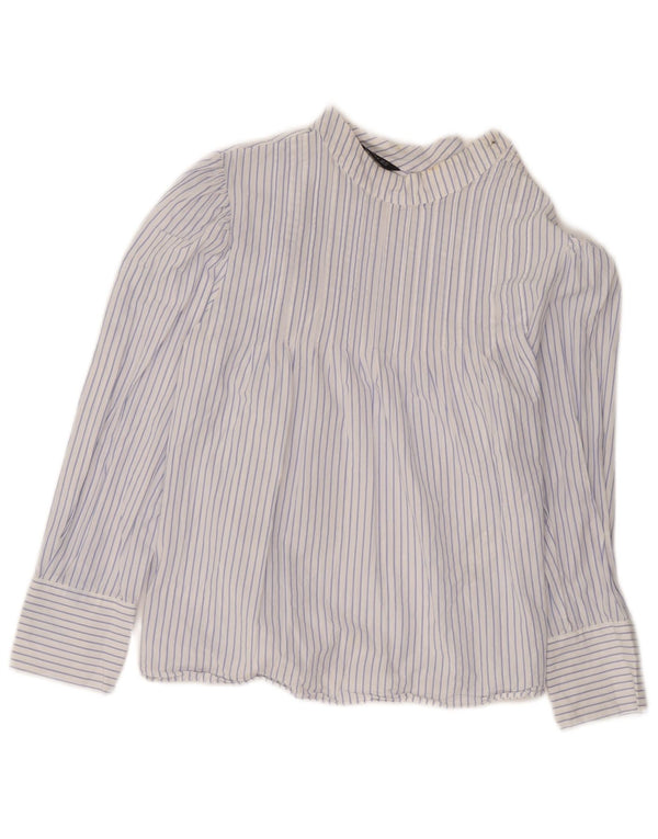 Zara Damen Blusenoberteil UK 6 XS weiß gestreift aus Baumwolle