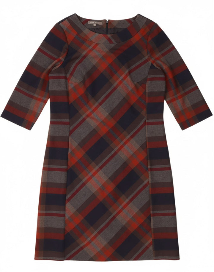 LAURA ASHLEY Womens 3/4 Sleeve Basic Dress UK 14 Large Grey Check