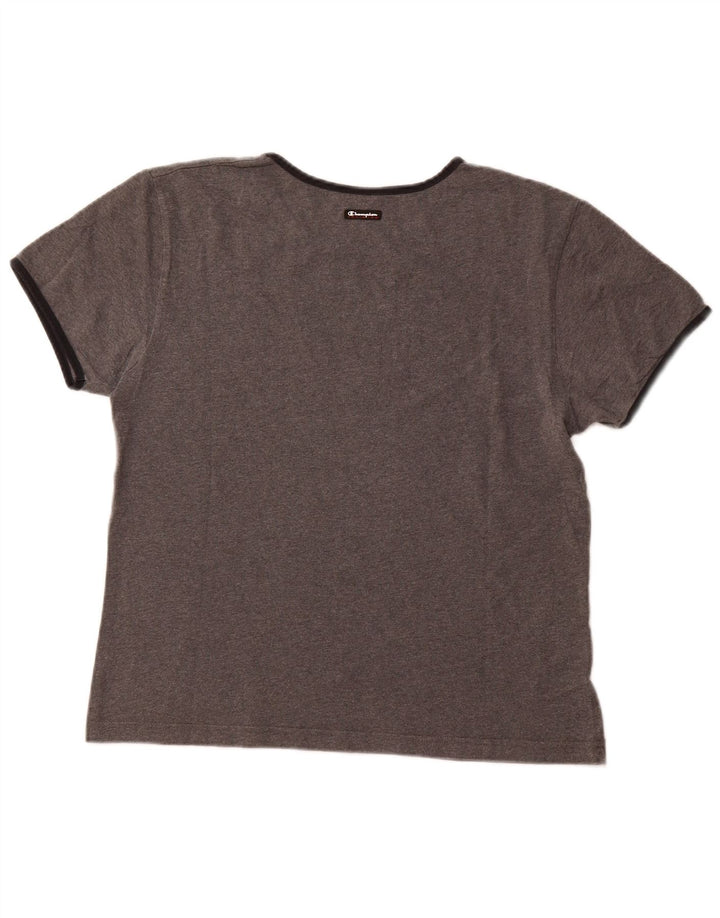 CHAMPION Damen Grafik-T-Shirt-Oberteil UK 18 XL Graue Baumwolle