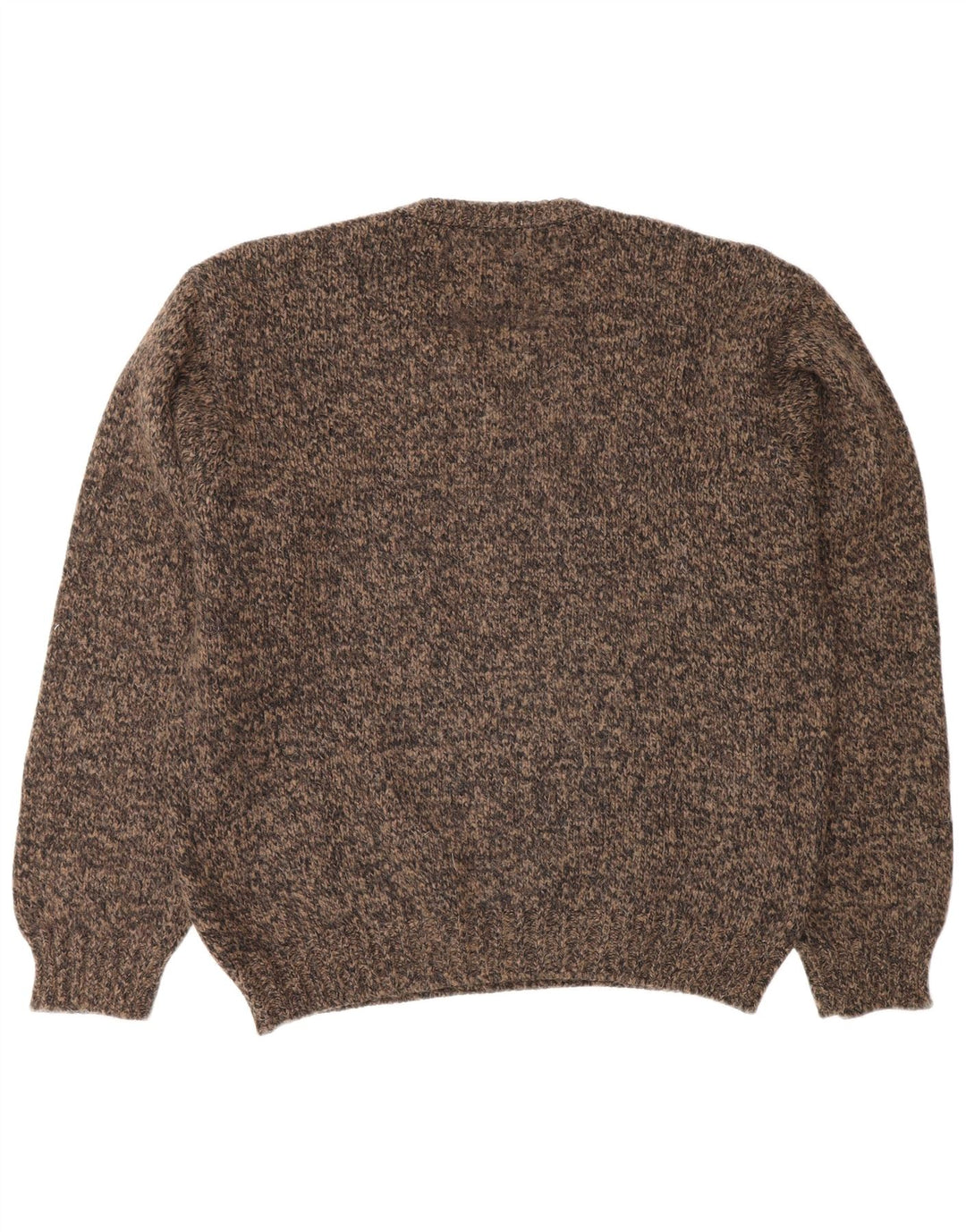 Vintage Herren V-Ausschnitt Pullover Pullover XL Braun meliert Wolle