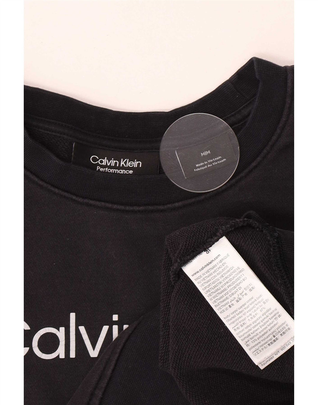 Calvin Klein Damen Graphic Crop Sweatshirt Pullover UK 14 Medium Marineblau