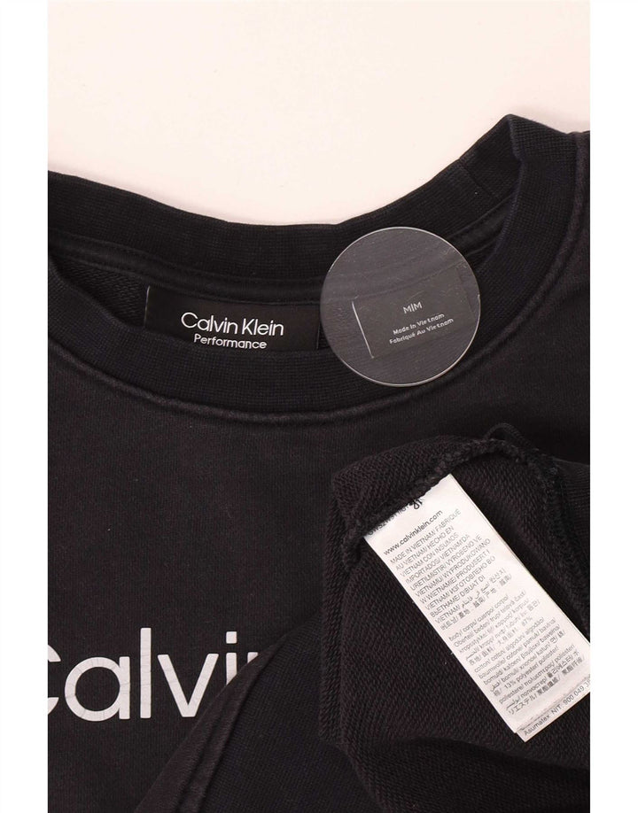 Calvin Klein Damen Graphic Crop Sweatshirt Pullover UK 14 Medium Marineblau