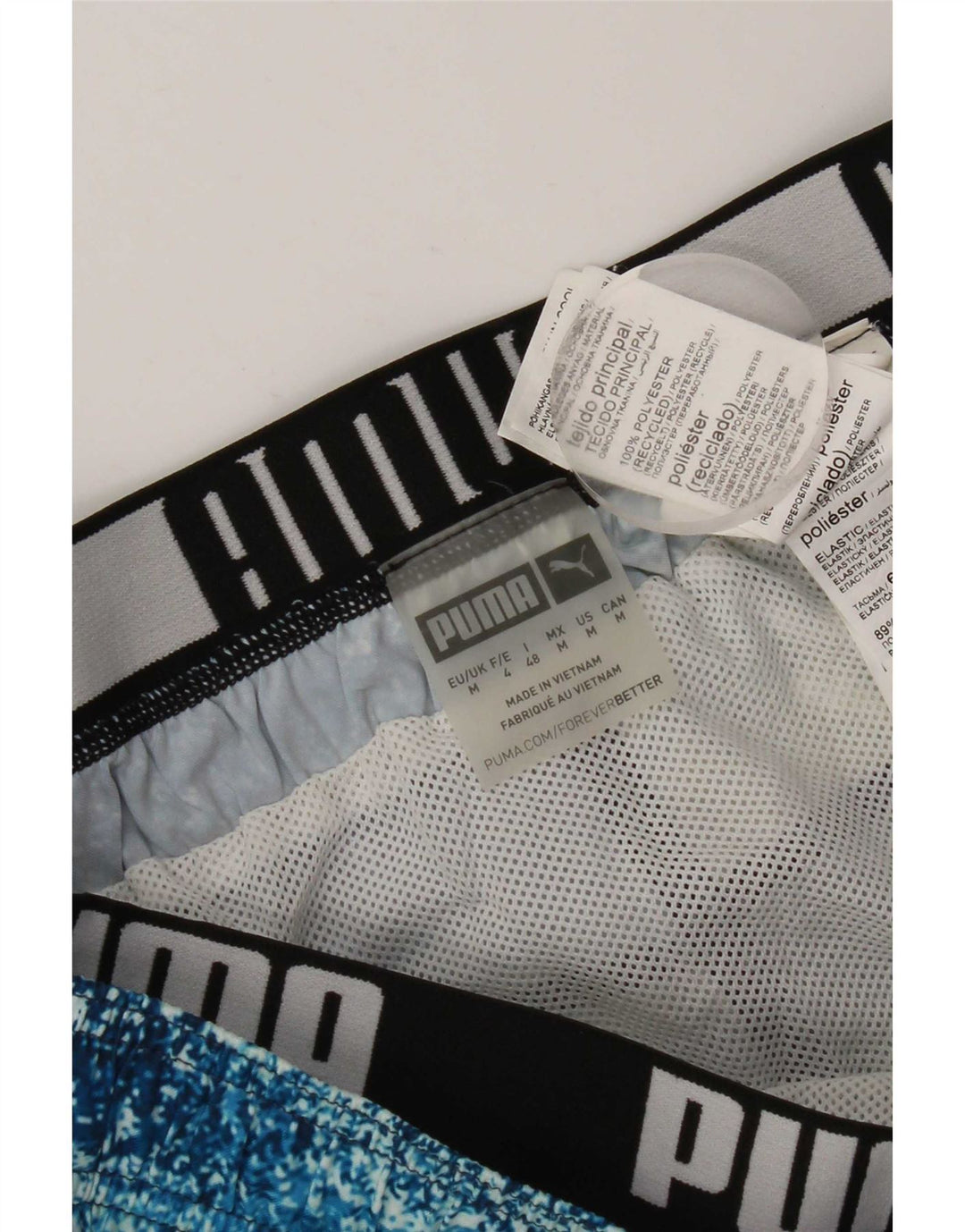Puma Herren-Badeshorts aus mittelblauem Batik-Polyester