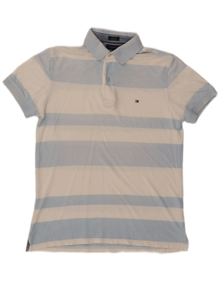 Tommy Hilfiger Herren-Poloshirt mit individueller Passform, mittelblau gestreift