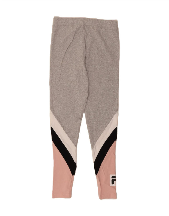 FILA Womens Leggings UK 10 Small  Grey Colourblock Cotton Vintage Fila and Second-Hand Fila from Messina Hembry 