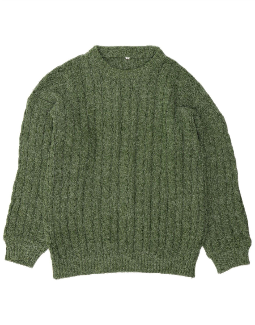 Vintage Herren Pullover mit Rundhalsausschnitt, kleine grüne Wolle