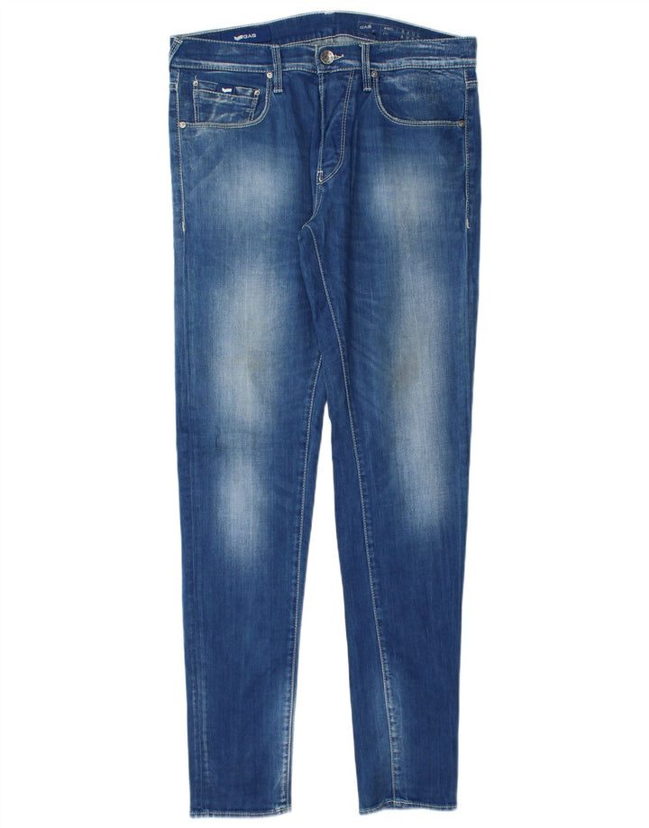 Gas Herren Slim Jeans W32 L34 Blaue Baumwolle