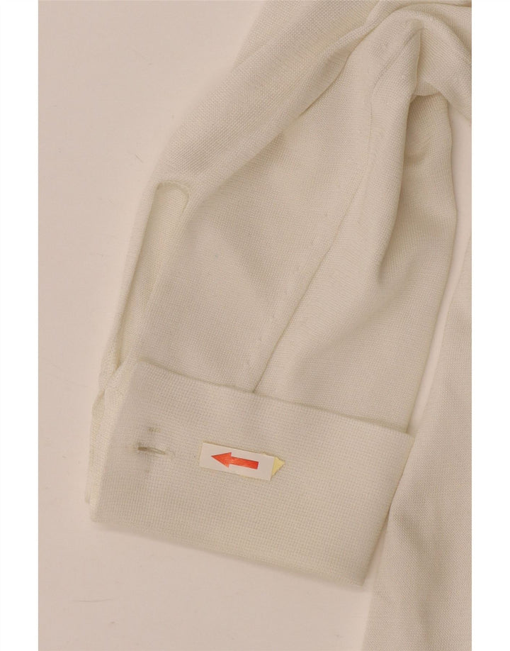 Vintage Damen Übergroße Langarmbluse Top UK 16 Large Weiß