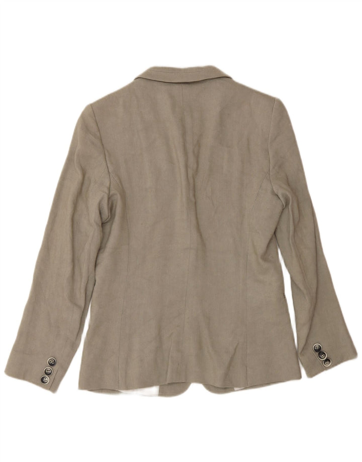 Massimo Dutti Damen 1-Knopf-Blazer-Jacke, EU 38, kleines beiges Leinen