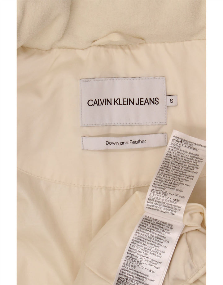 CALVIN KLEIN JEANS Damen Übergroße wattierte Jacke UK 10 Small Off White
