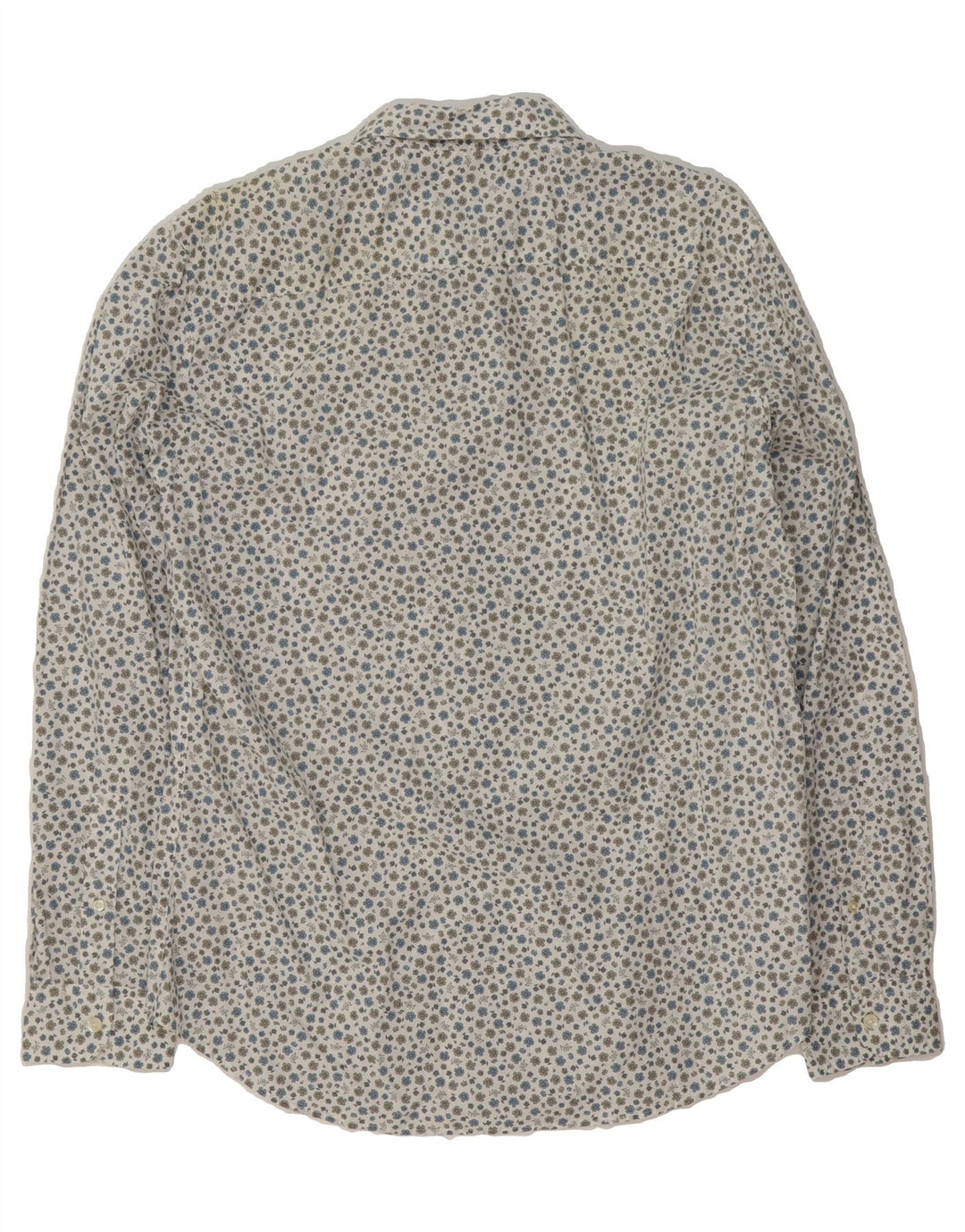 BENETTON Mens Slim Shirt Large White Floral Vintage Benetton and Second-Hand Benetton from Messina Hembry 