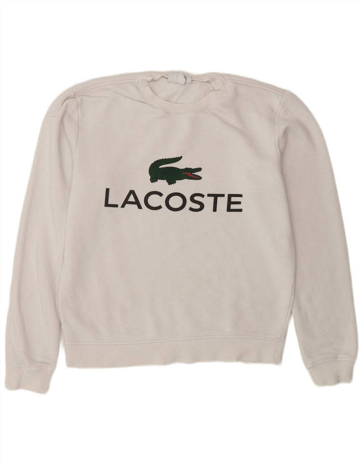 Lacoste Herren-Sweatshirt mit Grafik, Größe 3, klein, weiße Baumwolle