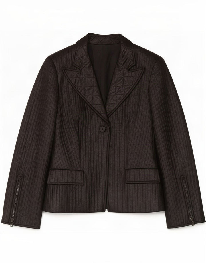 Vintage Damen 1-Knopf-Blazerjacke IT 48 XL Schwarz Polyester