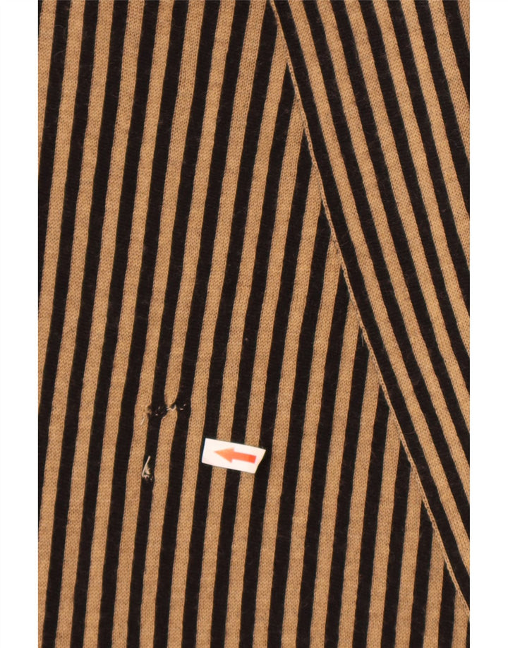 Fendi Damen Schal IT 42 Mittelbeige gestreifte Merinowolle Designer