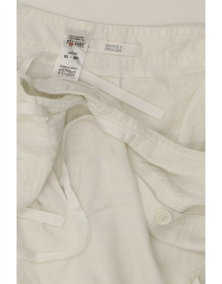 Marks & Spencer Damen Bermudashorts UK 18 XL W38 Weißes Leinen