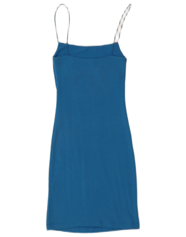 Zara Damen Slip-Kleid UK 8 Small Blaue Baumwolle