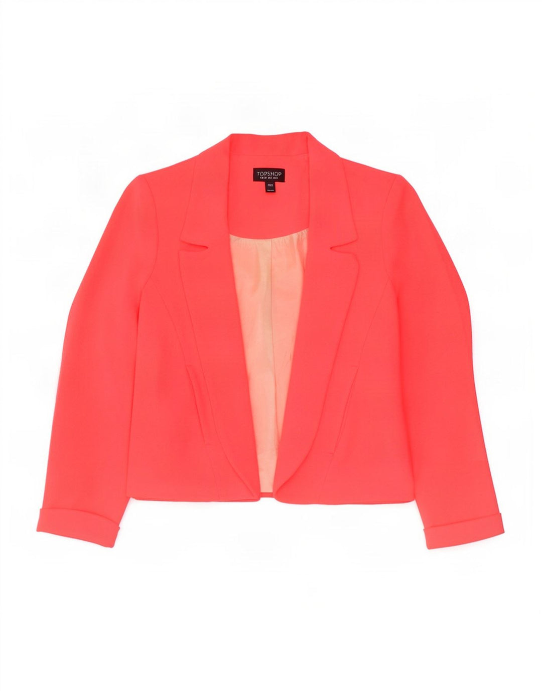 Topshop Damen Crop Open Blazer Jacke UK 6 XS Rosa Polyester