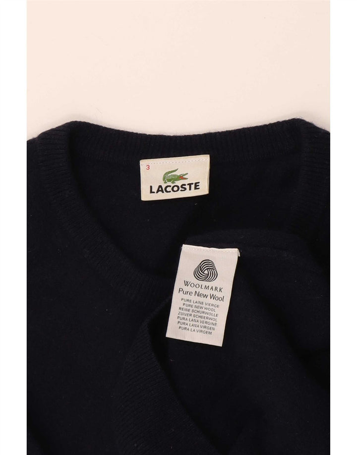 Lacoste Herren-Pullover mit Rundhalsausschnitt, Größe 3, klein, marineblaue Schurwolle