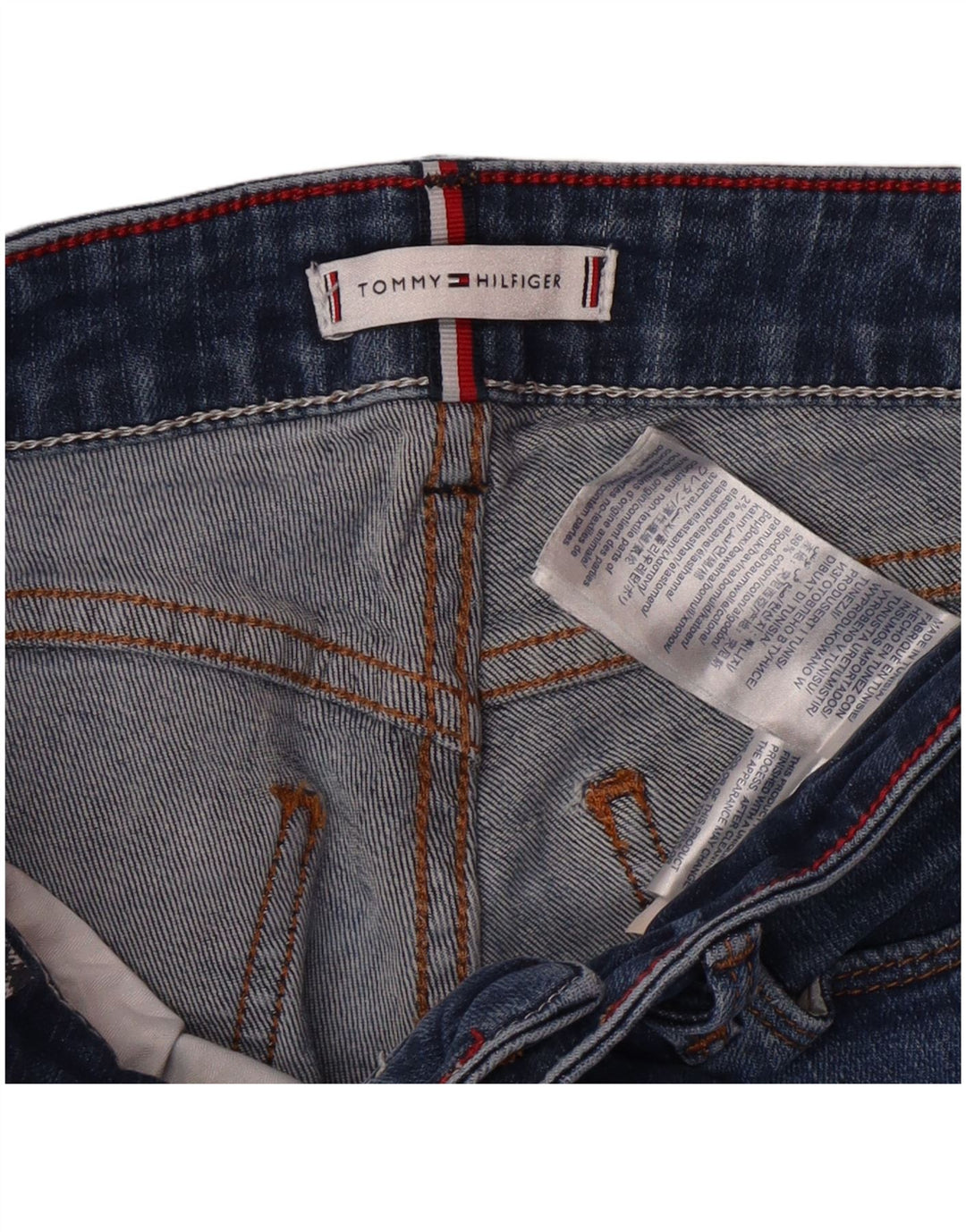 TOMMY HILFIGER Röhrenjeans für Mädchen, 7–8 Jahre, W24, L23, blaue Baumwolle