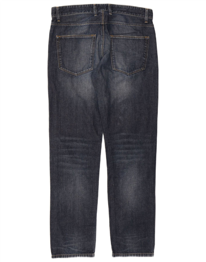 BENETTON Damen Straight Jeans W32 L30 Marineblaue Baumwolle