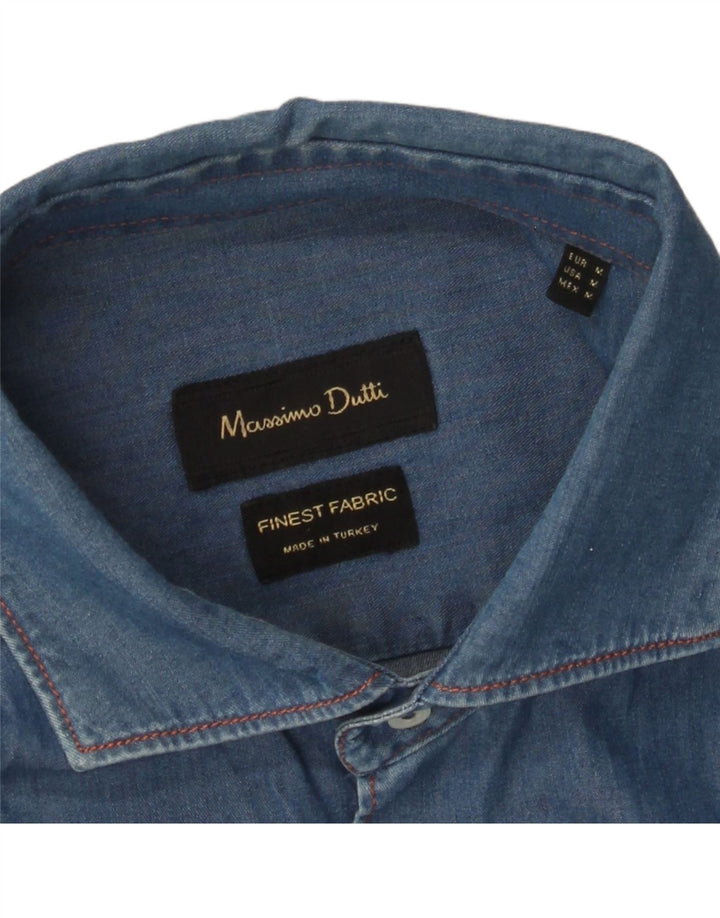 MASSIMO DUTTI Herren Jeanshemd Mittelblau