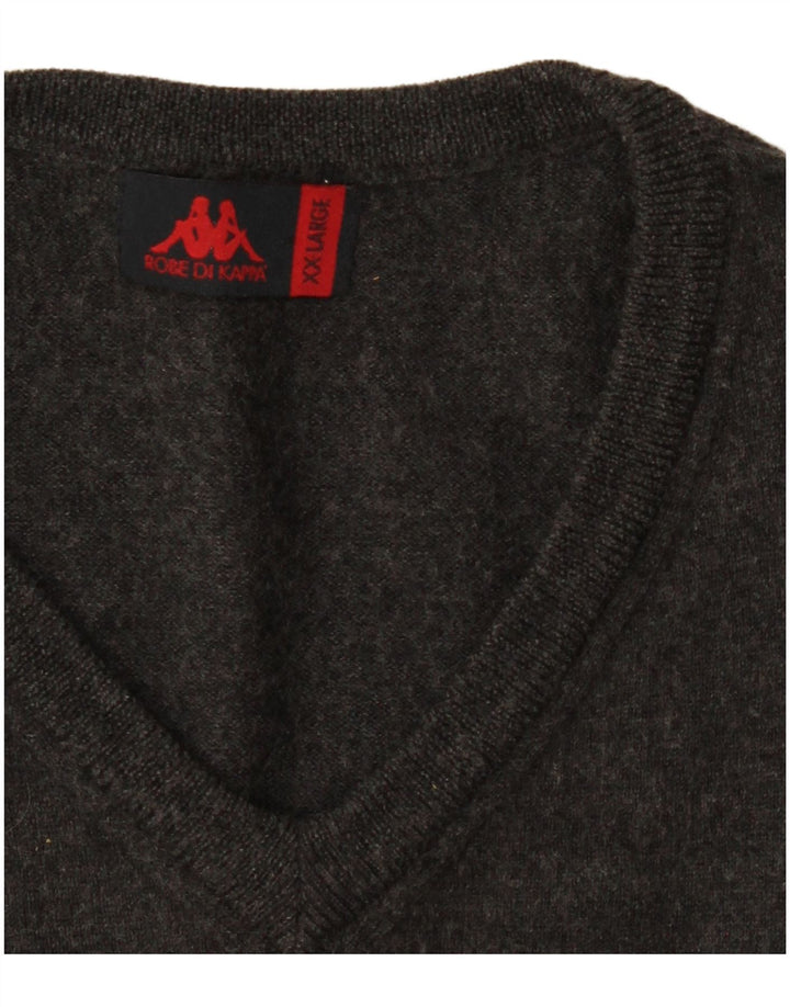 KAPPA Herren-Pullover mit V-Ausschnitt, 2XL, Grau