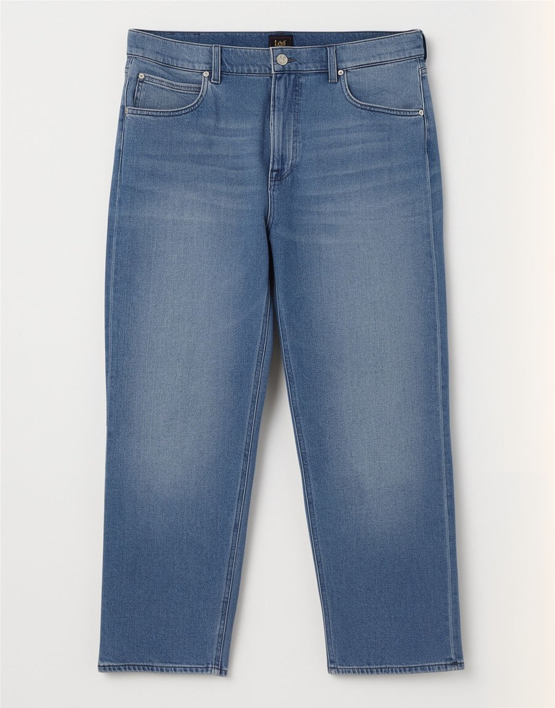 Lee Damen Straight Jeans W34 L29 Blaue Baumwolle