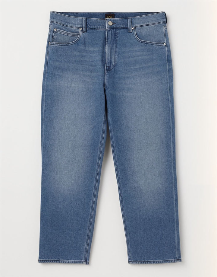 Lee Damen Straight Jeans W34 L29 Blaue Baumwolle