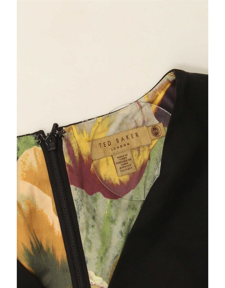 Ted Baker Damen Etuikleid Größe 2 Small Schwarz