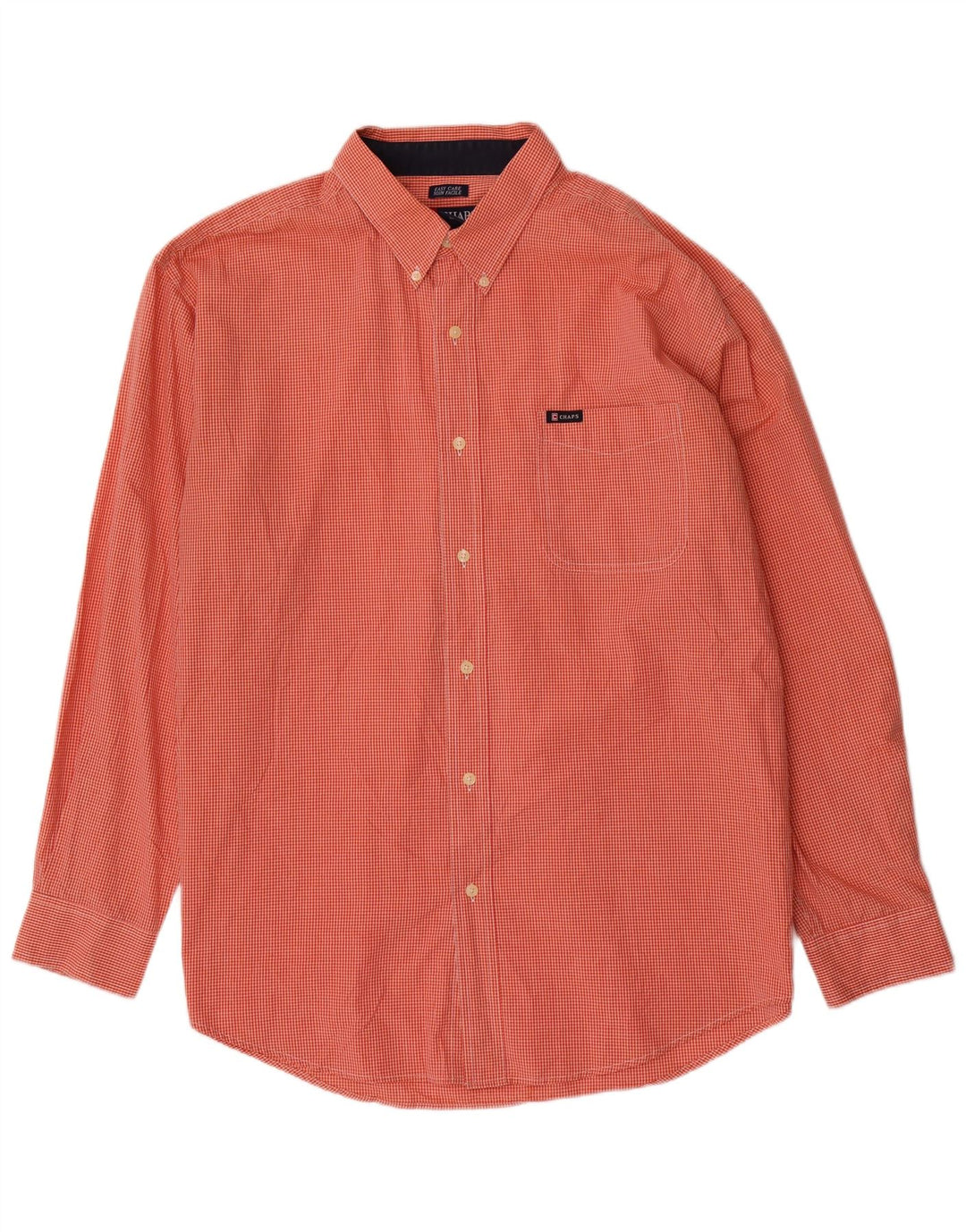 Chaps Herrenhemd XL Orange Gingham Baumwolle