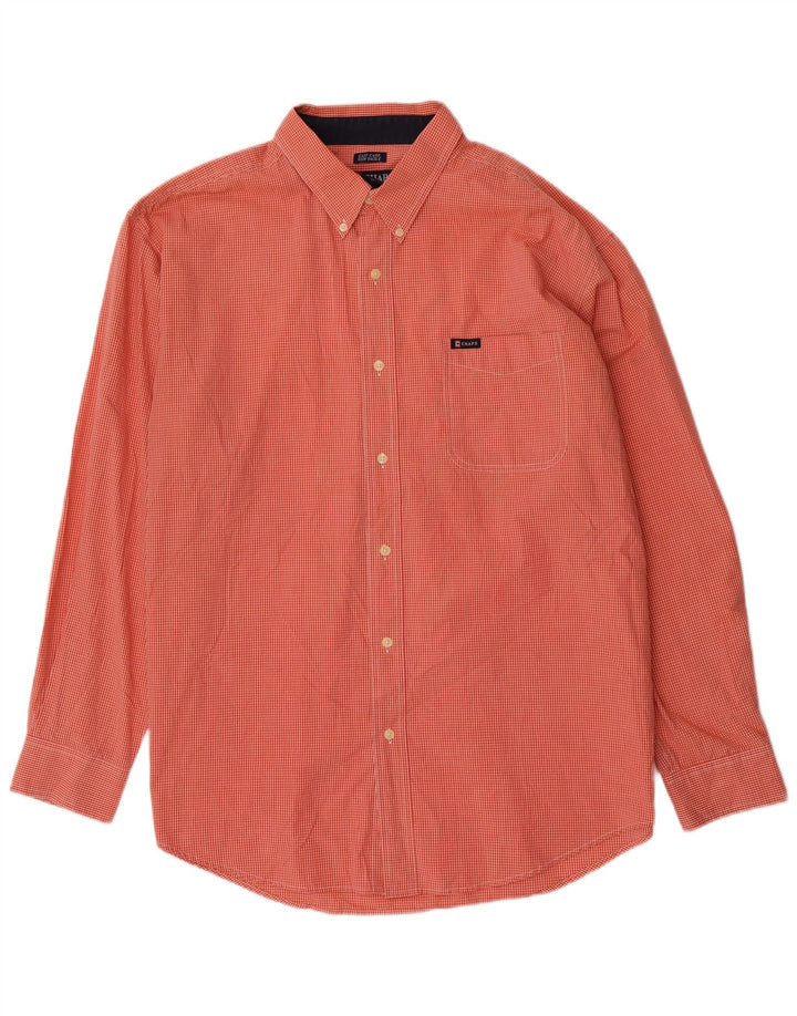 Chaps Herrenhemd XL Orange Gingham Baumwolle