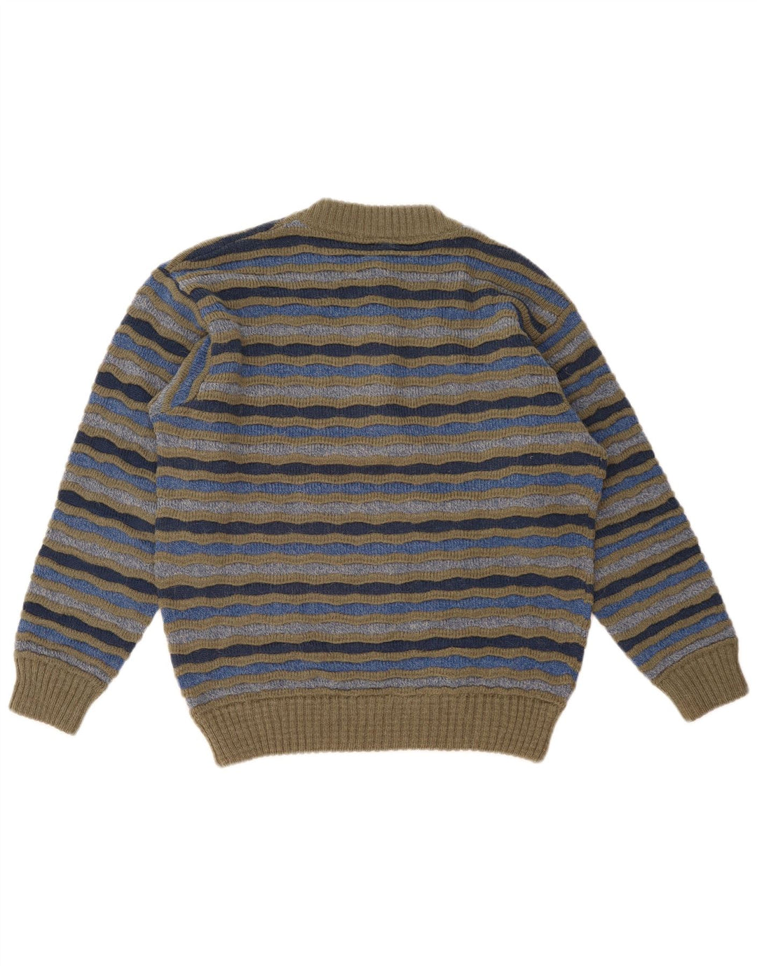 Vintage Herren-Pullover mit Knopfkragen, IT 48, mittelmehrfarbig gestreift