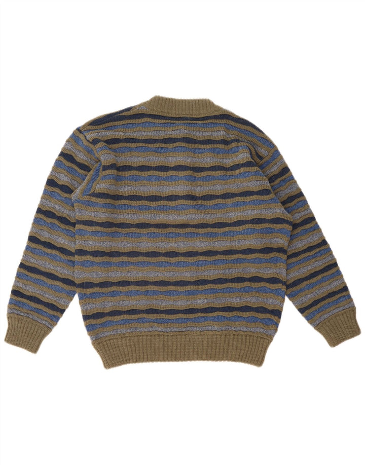 Vintage Herren-Pullover mit Knopfkragen, IT 48, mittelmehrfarbig gestreift