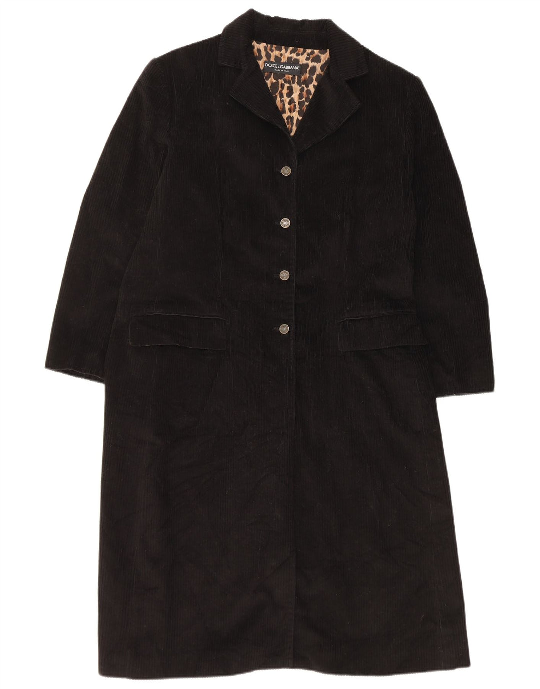 Dolce & Gabbana Damen Cordmantel IT 44 Medium Black Cotton Classic