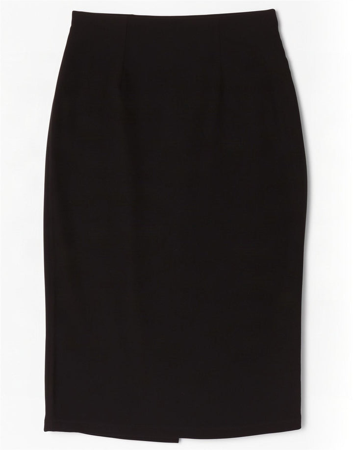Marks & Spencer Damen Midirock UK 10 Small W30 Schwarze Viskose