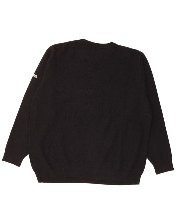 NORTH POLE Herren-Pullover mit Rundhalsausschnitt, 2XL, schwarze Wolle