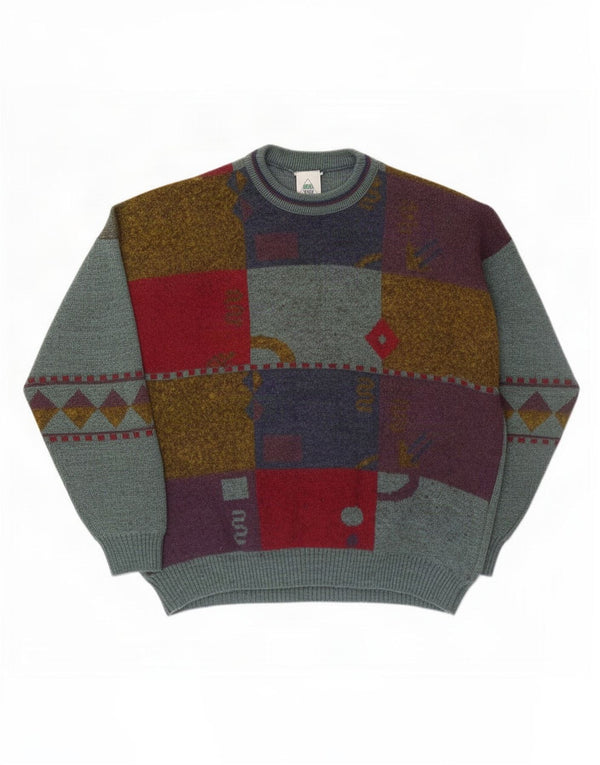 Neuer Fast Herren-Pullover von C&A mit Rundhalsausschnitt, XL, grünes geometrisches Acryl