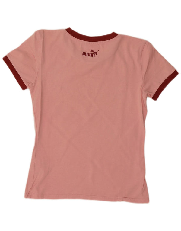Puma Womens Graphic T-Shirt Top UK 10 Small Pink Cotton