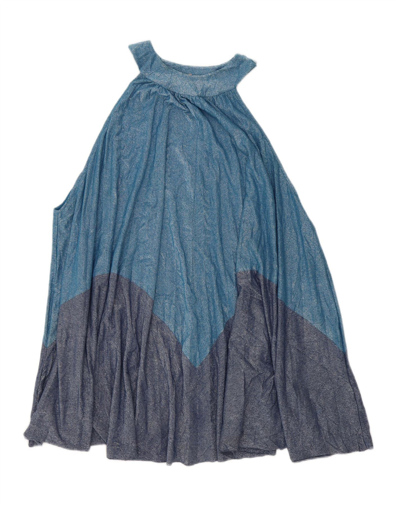 FREE PEOPLE Womens Tent Dress UK 10 Small Blue Colourblock Polyester Vintage Free People and Second-Hand Free People from Messina Hembry 