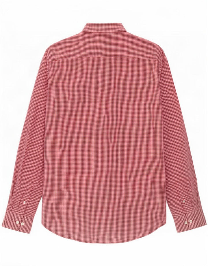 French Connection Herren-Hemd, klein, rot, Gingham-Baumwolle