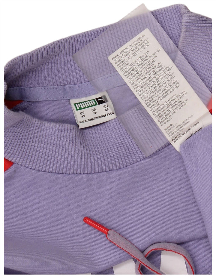 Puma Womens Oversized Graphic Sweatshirt Pullover UK 6 XS Lila Farbblock