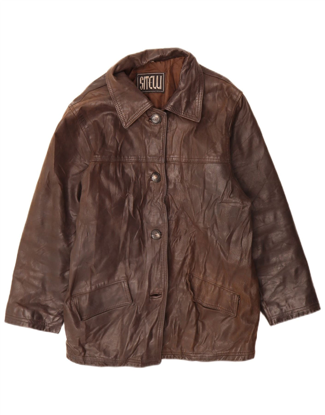 Siteli Damen Lederjacke UK 12 Mittelbraun