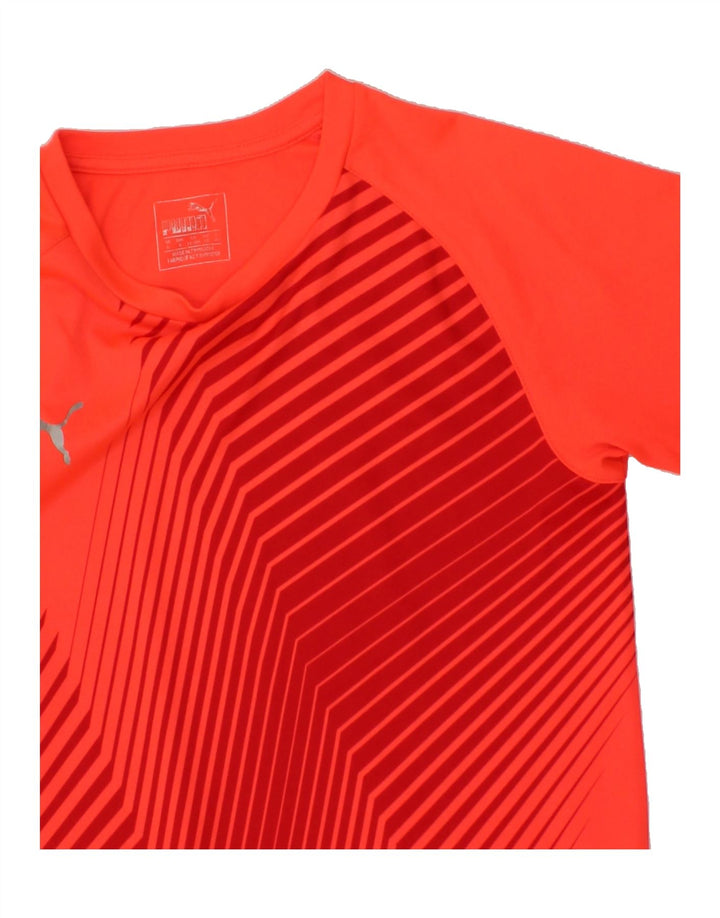 PUMA Boys T-Shirt Top 11-12 Years Large Orange Striped Polyester Vintage Puma and Second-Hand Puma from Messina Hembry 