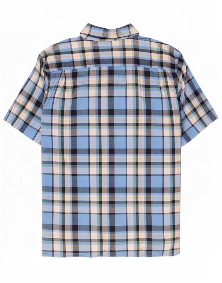 Wrangler Herren-Kurzarmhemd aus mittelblau karierter Baumwolle