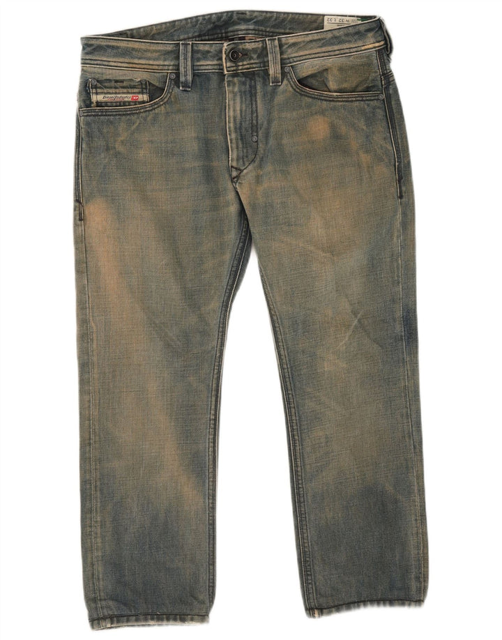 Diesel Herren Thanaz Cropped Jeans W32 L24 Blaue Baumwolle