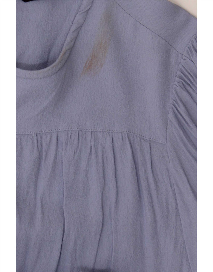 Marks & Spencer Damen A-Linien-Kleid UK 12 Mittelblaue Viskose