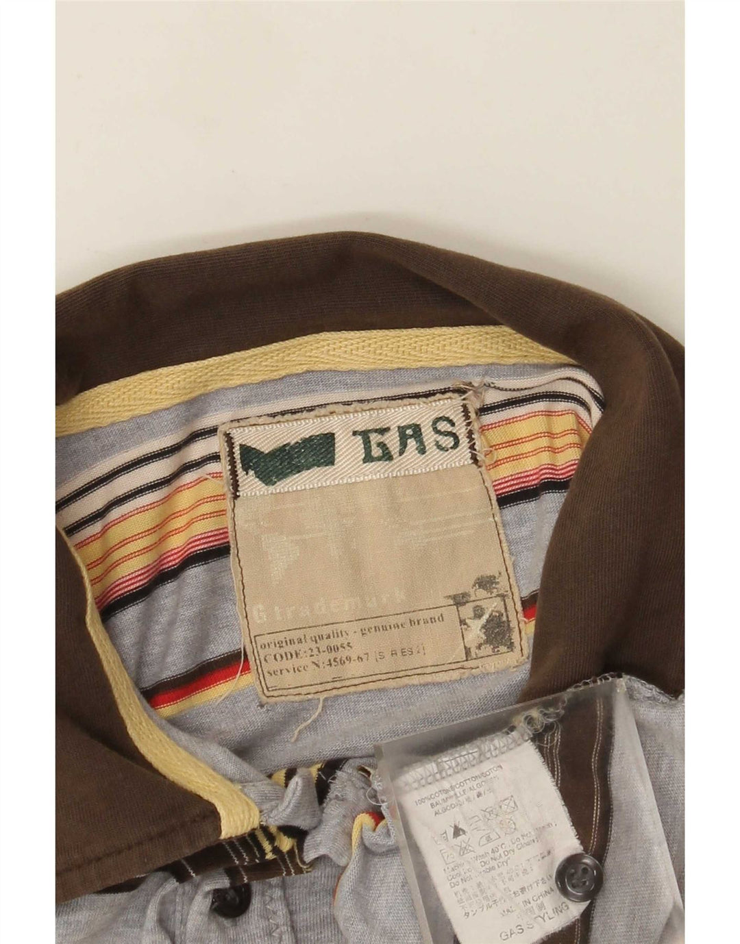 Gas Herren-Poloshirt aus mittelgrauer, gestreifter Baumwolle