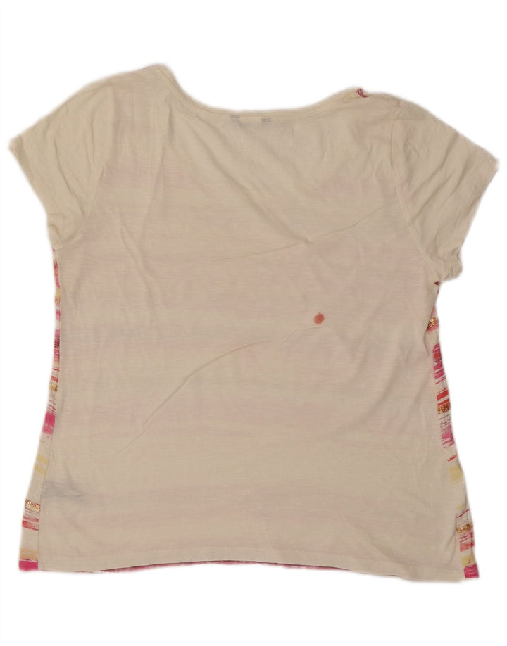M&Co Damen T-Shirt Top UK 14 Mittelweiß gestreift aus Baumwolle