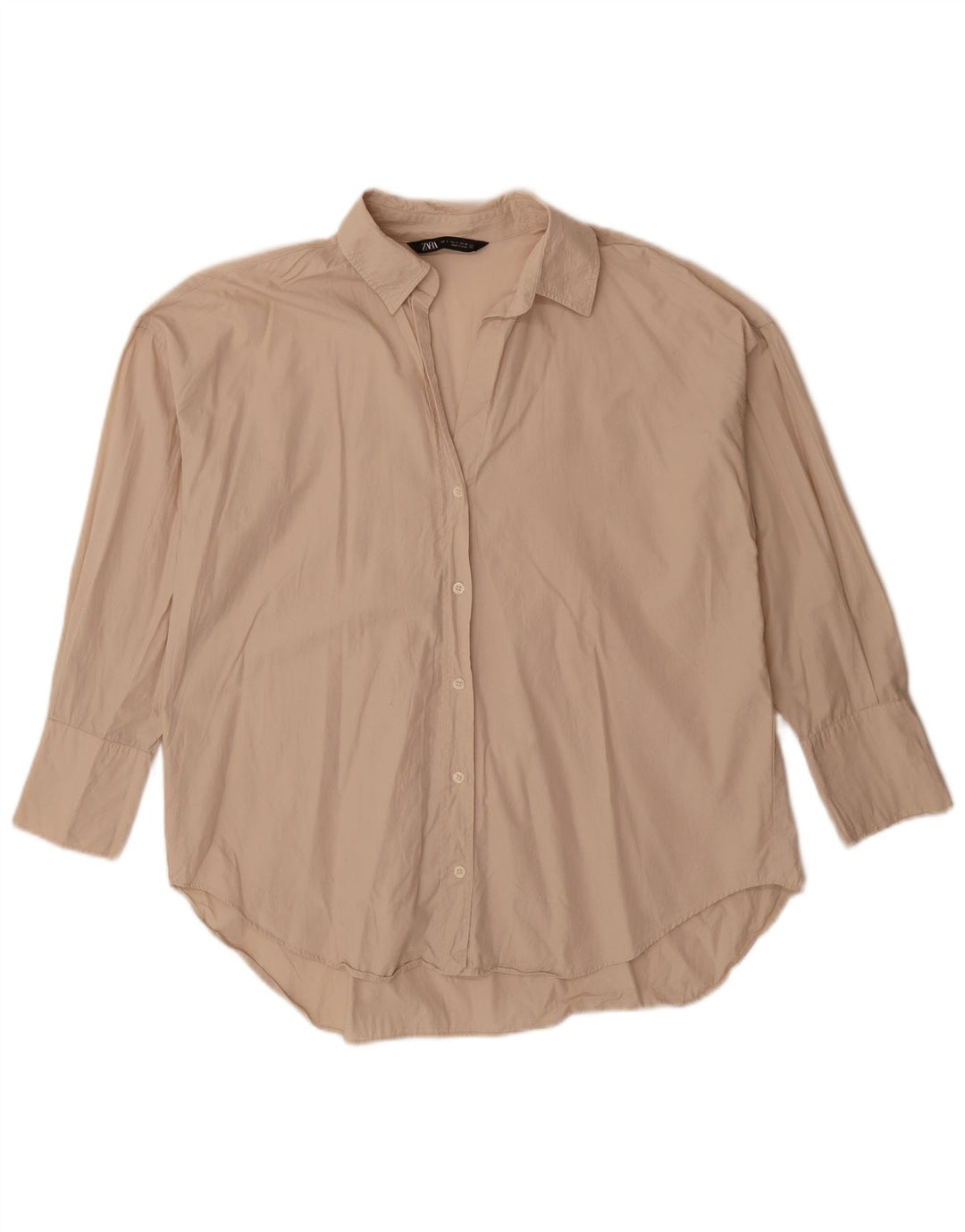 Zara Damen Übergroßes Hemd UK 10 Small Beige